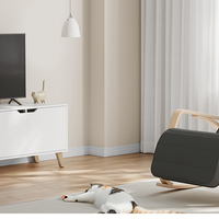 SONGMICS Scaun balansoar din lemn, suport picioare reglabil, maxim 150kg, 67x122x84 cm, gri inchis