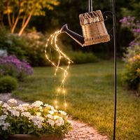 Lampa solara gradina tip stropitoare ratan, 33 LED alb cald, panou solar, IP44, 110 cm, maro