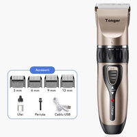 Masina De Tuns Bebelusi si Copii, Vafy, Lame Cermice si Inox, Fara Fir, Functie Anti Taiere, Silentios, 50 W, 4 Accesorii, Incarcator USB, Gold Negru