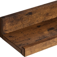 VASAGLE Set 3 rafturi suspendate plutitoare, cu margine frontala inaltata, 38x10x5 cm, maro rustic