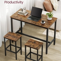 VASAGLE Set masa de bar cu 2 scaune, cadru din otel, blat lemn, stil industrial, 120x60x90cm, maro rustic