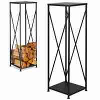 Suport metalic pentru lemne 34x34x111 cm, capacitate mare, negru