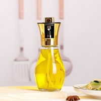 Sticla de ulei cu Pulverizator, Vafy, Sticla pentru Lichide de Bucatarie, Otet, Sos, 16.7 x 5.2 cm, Volum 200 ml, Gold