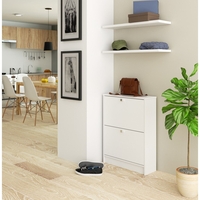 Dulap pantofi cu 2 usi rabatabile, PAL laminat 16 mm, 60x20x80 cm, alb