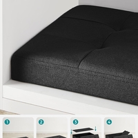 SONGMICS Taburet pliabil cu sezut moale, spatiu de depozitare 89 litri, maxim 300kg, 76x38x38 cm, negru