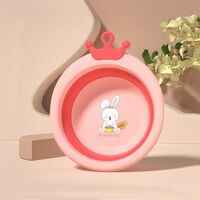 Cada Pliabila pentru Baie pentru Copii, Flippy, Cadita pentru Bebelusi, Model Rotund cu Iepuras, Roz, 30x31x3.5 cm, 3.3 L