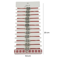 Bratara Martisor pentru Dama, Jolie, Model Copac in Inima, Set 12 bucati, Pandativ Argintiu din Inox cu Snur Rosu Ajustabil