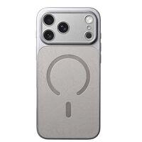 Carcasa Magnetica Mata, Vafy, Compatibila iPhone 17 Pro Max, din TPU/PC si Piele Ecologica, Argintiu