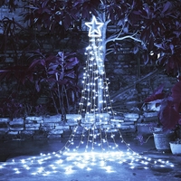 Instalatie Tip Perdea Pentru Pomul De Craciun, Cu Stea Luminoasa, Vafy , 350 LED-uri, Conectare La Retea, Interior/Exterior, Lumina Rece