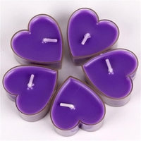 Set 9 Lumanari in Forma de Inima, Flippy, pentru Ziua Indragostitilor, Aroma de Lavanda, Ardere 3.5 h, din Parafina, 4 x 2 cm, Mov