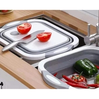Tocator Multifunctional, Flippy, 2 in 1, cu Cos pentru Spalat si Scurgere Alimente, 480 g, Pliabila, Gri