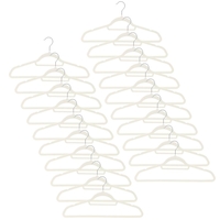 Set de 20 de umerase pentru haine, din velur, cu carlig rotativ, 45x23 cm, ecru