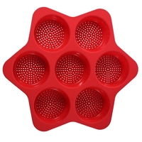 Forme de Silicon pentru Copt, Flippy, 7 Forme Rotiunde, pentru Burgeri si Prajituri, 38.5 x 4 cm, Rosu