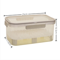 Cutie de Depozitare Portabila, Flippy, cu Separator pentru Gheata si Scurgere, Mentine Rece, Caserola Pranz, 25x16.5x11.5 cm, Gri/Transparent