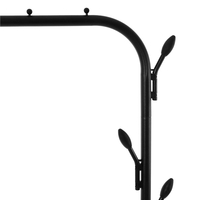 Suport pentru haine cu cadru metalic, cu sina de agatat si carlige cuier, 40x110x146cm, negru