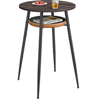 VASAGLE Masa de bar maro, 70x70x91 cm – design elegant cu piele artificiala, blat 60 cm, stabila si usor de asamblat