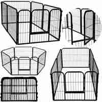 Tarc pentru animale de companie, din fier, forma configurabila, cu usa de acces, 3XL, 165x80x60cm, negru