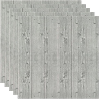 Set 10 Placi Tapet 3D, Vafy, 70 x 70 cm, Grosime 3 mm, din Rasina, Tip Placi de Lemn, Suprafata Acoperita 4.9 mp, Gri Inchis