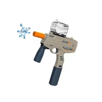 Mitraliera de jucarie electrica Flippy cu bile de hidrogen de gel, gun bluster, tragere in rafala, varsta peste 6 ani, ochelari de protectie, 5000 de bile incluse, cablu de incarcare, 40.1 x 31.6 cm, Mp9, crem