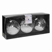 Set 3 globuri Craciun din sticla, diametru 8 cm, transparente