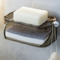 Savoniera Dubla, Flippy, 2 Straturi, Instalare fara Perforare, Agatatoare Burete, 13.5 x 8.5 x 6 cm, Gri