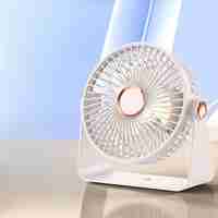 Ventilator 2in1, Vafy, de Masa/de Perete, Incarcare USB, 3.7 V, 4.5 W, 1200 mAh, 17.5 x 17 x 7.6 cm, Alb
