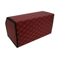 Cutie de Depozitare Auto, Flippy, Organizator Premium Portbagaj, Geanta Multifunctionala din Piele Ecologica, 2 Compartimente Depozitare, Rezistent la Uzura si Pliabil, Bordo, 55 x 30 x 30cm