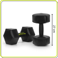 Set gantere hex 2x5 kg, bitum cu invelis rezistent PP, negru