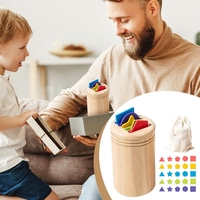 Jucarie Educativa Montessori din Lemn, 28 Piese, Flippy, Sortator cu Forme Geometrice, Joc de Motricitate Fina pentru Copii, Varsta 2+ ani, Saculet Depozitare, 11.3 x 7 cm, Multicolor