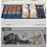 SONGMICS Organizatoare dulap sau sertar, set 8 cutii de depozitare a lenjeriei de corp, pliabile, 64x48x10cm, gri