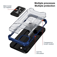Husa de protectie Vafy compatibila cu Apple iPhone 13 Acrylic Armor cu suport Albastru