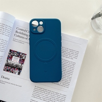 Husa protectie Vafy compatibila cu iPhone 14 Pro Max, Liquid MagSafe, ring-shaped, magnetica, Albastru