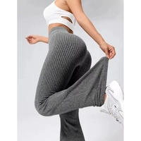 Pantaloni Sport de Dama, Flippy, pentru Yoga, Talie Inalta, Evazati, Tricotati, Gri Inchis, Marime S