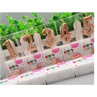Lumanare de Tort, Flippy, Model Cifra 5, Party, 4.5 x 2.5 cm, din Parafina, Rose Gold