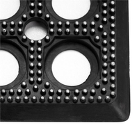 Covor de cauciuc perforat pentru intrare, PVC antiderapant, Welcome, 45x75 cm, negru