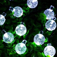 Instalatie Craciun, Tip Globuri de cristal, 200 Led-uri, 22 metri, Alb rece, Energie solara, Senzor de lumina, Vafy