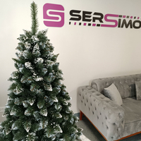 Brad artificial Christmas Deluxe by Sersimo, Crystal nins cu merisoare, 2D, 180cm