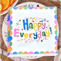Set 20 Servetele de Masa, Vafy, din Hartie, 33 x 33 cm, Model Happy Everyday, Multicolor