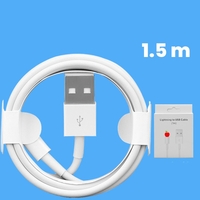 Cablu de Date pentru Telefon, Flippy, port USB-A Compatibil cu iPhone cu porturi de tip Lightning, pentru Incarcare Rapida, Lungime 1.5M, Alb