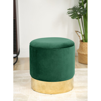 Taburet tapitat rotund Golden cu spatiu de depozitare, velur, 39x39x40 cm, verde