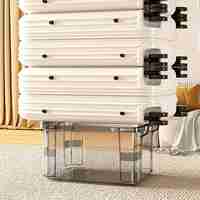 Cutie De Depozitare, Flippy, Tip Valiza, pentru Alimente, Jucarii, Accesorii, Transparent-Gri, Marime M, 31.5x23x19 cm