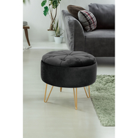 Taburet Caro cu spatiu depozitare, tapitat cu velur, 38x33 cm, negru