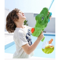 Set 2x Pistol cu Apa pentru Copii, Rezervor, Pentru Piscina/Plaja, Flippy, 6ani+, Tiranozaur, Roz + Verde,660 ML