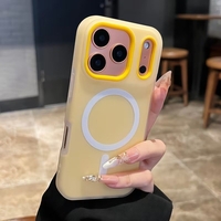 Husa Telefon Jelly Magnetic 2in1, Vafy, Compatibila cu Apple iPhone 17 Pro, din PC+TPU, Magsafe, Finisaj Mat, Portocaliu