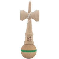 Kendama X Originală, Profesională, Flippy, din Lemn, 18 cm, Model cu Dunga, Verde