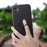 Husa protectie Vafy compatibila cu Apple iPhone 12 Mini Liquid Silicone Ring cu suport rotativ Negru