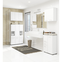 Dulap de baie tip baza, cu usa reversibila si raft interior, PAL 16 mm, 30x30x85 cm, alb