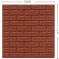 Set 10 Placi Tapet 3D, Flippy, 70 x 77 cm, Grosime 3 mm, din Polietilena, Model Caramida, Suprafata acoperita 5.3 mp, Maro