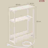 VASAGLE Masuta ingusta cu priza si porturi de incarcare USB, 3 rafturi, 45x18x58 cm, alb crem