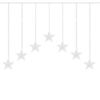 (DL) Ghirlanda luminoasa tip perdea cu stelute 72 LED-uri, 2m, pentru interior/exterior, iluminare alb